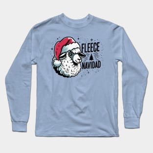 Fleece Feliz Navidad Sheep Christmas T-Shirt Cute Xmas Gift Long Sleeve T-Shirt